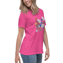 Pressed Blue Meadow Flowers Women's Relaxed T-Shirt gift for florists, gardeners or Mother's Day