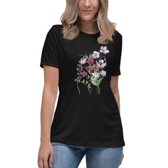 Pressed Purple Meadow Flowers Women's Relaxed T-Shirt gift for gardener, florist or Mother's Day