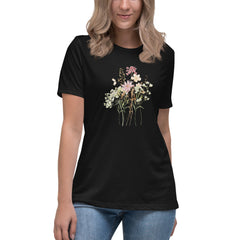 Pressed Pink Meadow Flowers Women's Relaxed T-Shirt gift for gardeners, florists or Mother's Day