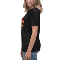 Pressed Red Poppies Flowers Women's Relaxed T-Shirt gift for Rememberance Day Veterans Day, gardener, florist Mother's Day