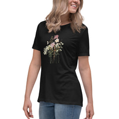 Pressed Pink Meadow Flowers Women's Relaxed T-Shirt gift for gardeners, florists or Mother's Day