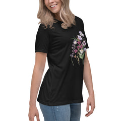 Pressed Purple Meadow Flowers Women's Relaxed T-Shirt gift for gardener, florist or Mother's Day