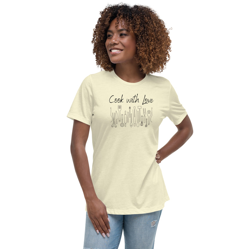 Cook with Love Cooks Chef Women's Relaxed T-Shirt Gifts for people who like to cook