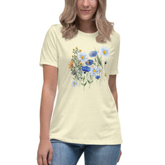 Pressed Blue Meadow Flowers Women's Relaxed T-Shirt gift for florists, gardeners or Mother's Day