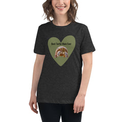 Funny T-shirt Best Tortie Mom Heart Tortoise Women's Relaxed T-Shirt for someone who loves tortoises turtles Valentine's Day Mother's Day