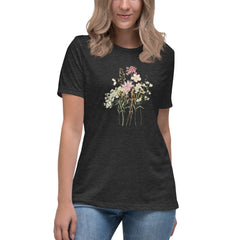 Pressed Pink Meadow Flowers Women's Relaxed T-Shirt gift for gardeners, florists or Mother's Day