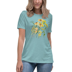 Pressed Wildflowers Yellow Meadow Flowers Women's Relaxed T-Shirt gift for someone who loves flowers Mother's Day