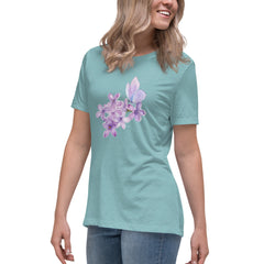 Purple Lilac Flowers Purple Butterfly Women's Relaxed T-Shirt