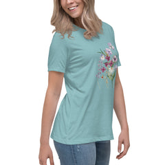 Pressed Purple Meadow Flowers Women's Relaxed T-Shirt gift for gardener, florist or Mother's Day