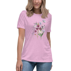 Pressed Purple Meadow Flowers Women's Relaxed T-Shirt gift for gardener, florist or Mother's Day