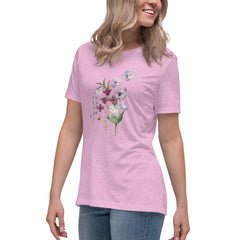 Pressed Purple Meadow Flowers Women's Relaxed T-Shirt gift for gardener, florist or Mother's Day