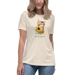 Best Cat Mom Ever Sunflower Women's Relaxed T-Shirt Mother's Day Birthday