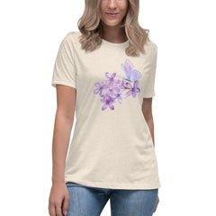 Purple Lilac Flowers Purple Butterfly Women's Relaxed T-Shirt