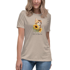 Best Cat Mom Ever Sunflower Women's Relaxed T-Shirt Mother's Day Birthday