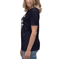 Pressed Purple Meadow Flowers Women's Relaxed T-Shirt gift for gardener, florist or Mother's Day