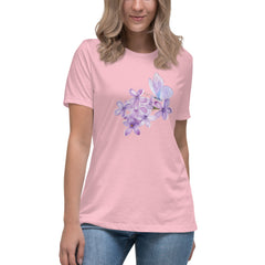 Purple Lilac Flowers Purple Butterfly Women's Relaxed T-Shirt