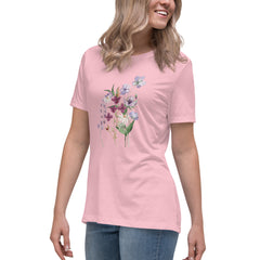 Pressed Purple Meadow Flowers Women's Relaxed T-Shirt gift for gardener, florist or Mother's Day