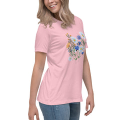 Pressed Blue Meadow Flowers Women's Relaxed T-Shirt gift for florists, gardeners or Mother's Day