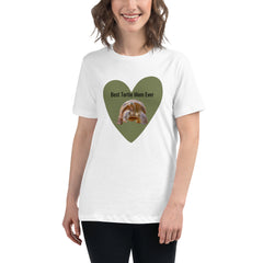 Funny T-shirt Best Tortie Mom Heart Tortoise Women's Relaxed T-Shirt for someone who loves tortoises turtles Valentine's Day Mother's Day