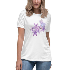 Purple Lilac Flowers Purple Butterfly Women's Relaxed T-Shirt