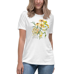 Pressed Wildflowers Yellow Meadow Flowers Women's Relaxed T-Shirt gift for someone who loves flowers Mother's Day