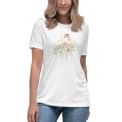 Pressed Pink Meadow Flowers Women's Relaxed T-Shirt gift for gardeners, florists or Mother's Day