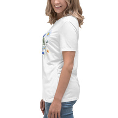 Pressed Blue Meadow Flowers Women's Relaxed T-Shirt gift for florists, gardeners or Mother's Day