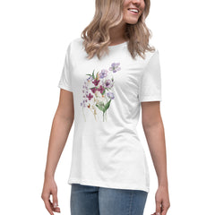 Pressed Purple Meadow Flowers Women's Relaxed T-Shirt gift for gardener, florist or Mother's Day