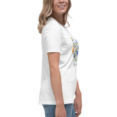 Pressed Blue Meadow Flowers Women's Relaxed T-Shirt gift for florists, gardeners or Mother's Day