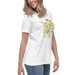 Pressed Wildflowers Yellow Meadow Flowers Women's Relaxed T-Shirt gift for someone who loves flowers Mother's Day