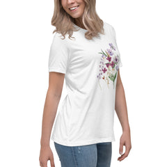 Pressed Purple Meadow Flowers Women's Relaxed T-Shirt gift for gardener, florist or Mother's Day