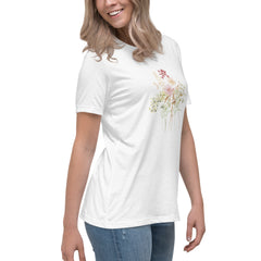 Pressed Pink Meadow Flowers Women's Relaxed T-Shirt gift for gardeners, florists or Mother's Day