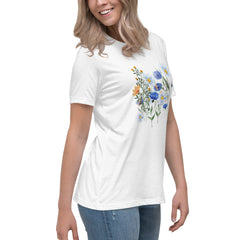 Pressed Blue Meadow Flowers Women's Relaxed T-Shirt gift for florists, gardeners or Mother's Day