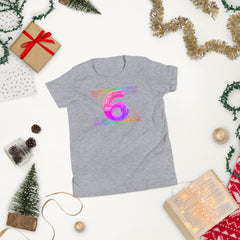 6 year old Rainbow Birthday Youth Short Sleeve T-Shirt 6th birthday gifts for girls boys 6 bday tshirt