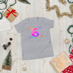 6 year old Rainbow Birthday Youth Short Sleeve T-Shirt 6th birthday gifts for girls boys 6 bday tshirt