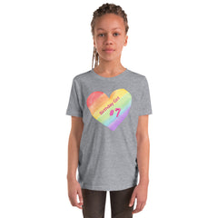 7 year old Rainbow Heart Birthday Youth Short Sleeve T-Shirt 7th birthday gifts for girls 7 bday tshirt