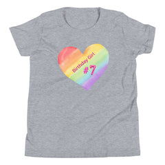 7 year old Rainbow Heart Birthday Youth Short Sleeve T-Shirt 7th birthday gifts for girls 7 bday tshirt