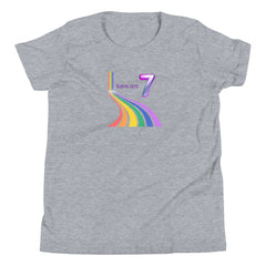 7 year old Rainbow Sliding into 7 Birthday Youth Short Sleeve T-Shirt 7th birthday gifts for girls boys 7 bday tshirt