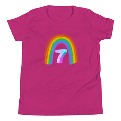 7 year old Rainbow Birthday Youth Short Sleeve T-Shirt 7th birthday gifts for girls boys 7 bday tshirt