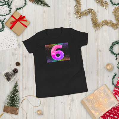 6 year old Rainbow Birthday Youth Short Sleeve T-Shirt 6th birthday gifts for girls boys 6 bday tshirt