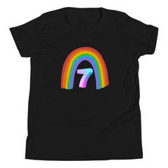 7 year old Rainbow Birthday Youth Short Sleeve T-Shirt 7th birthday gifts for girls boys 7 bday tshirt