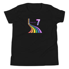 7 year old Rainbow Sliding into 7 Birthday Youth Short Sleeve T-Shirt 7th birthday gifts for girls boys 7 bday tshirt