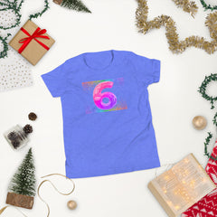 6 year old Rainbow Birthday Youth Short Sleeve T-Shirt 6th birthday gifts for girls boys 6 bday tshirt