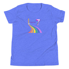 7 year old Rainbow Sliding into 7 Birthday Youth Short Sleeve T-Shirt 7th birthday gifts for girls boys 7 bday tshirt