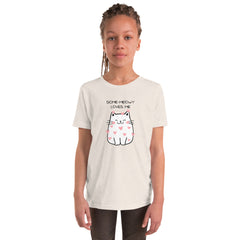 Funny T-shirt Some-Meowy Loves Me Cat Kitty Youth Short Sleeve T-Shirt gift for someone who loves cat gift for Valentine's Day