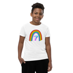 7 year old Rainbow Birthday Youth Short Sleeve T-Shirt 7th birthday gifts for girls boys 7 bday tshirt