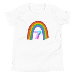 7 year old Rainbow Birthday Youth Short Sleeve T-Shirt 7th birthday gifts for girls boys 7 bday tshirt