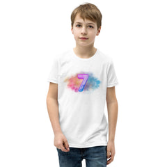 7 year old Rainbow Burst Birthday Youth Short Sleeve T-Shirt 7th birthday gifts for girls boys 7 bday tshirt