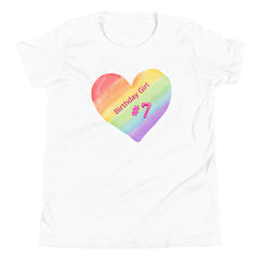 7 year old Rainbow Heart Birthday Youth Short Sleeve T-Shirt 7th birthday gifts for girls 7 bday tshirt