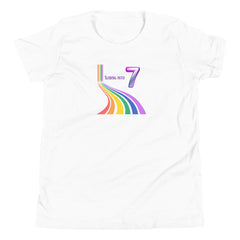 7 year old Rainbow Sliding into 7 Birthday Youth Short Sleeve T-Shirt 7th birthday gifts for girls boys 7 bday tshirt